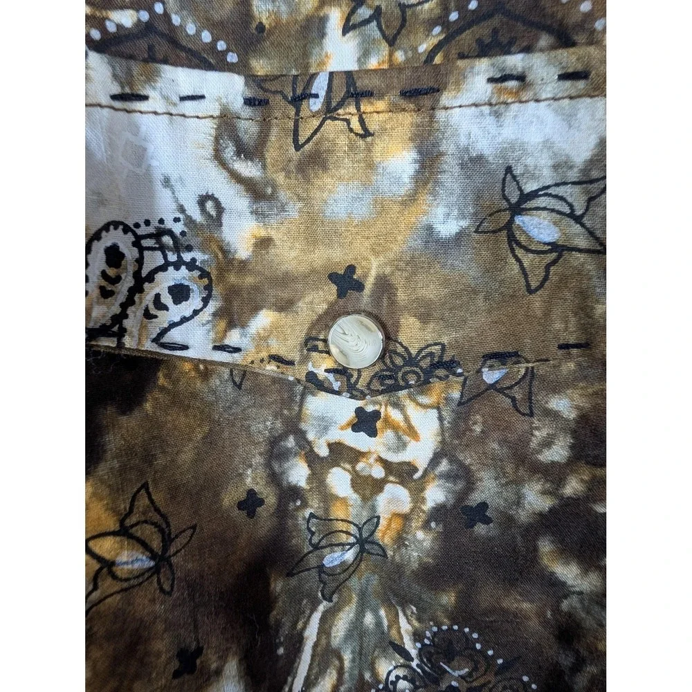 Scully Shirt Womens XL Brown Western Paisley Snap Button Long Sleeve Cowboy